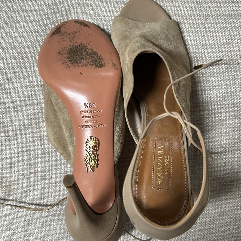 Aquazzura Firenze 39 1/2 suede ankle toe heels - Picture 4 of 8